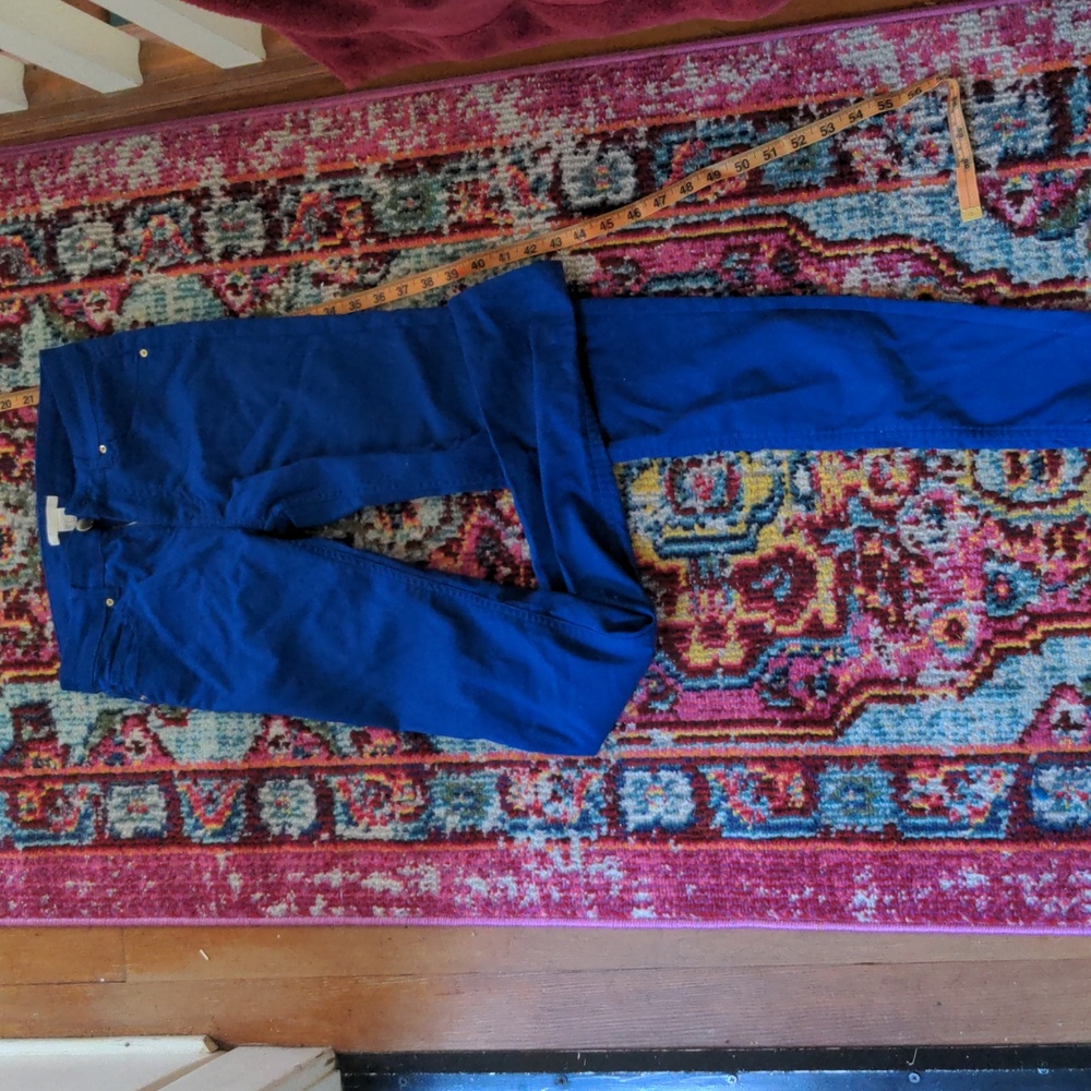 Bright blue skinny jeans